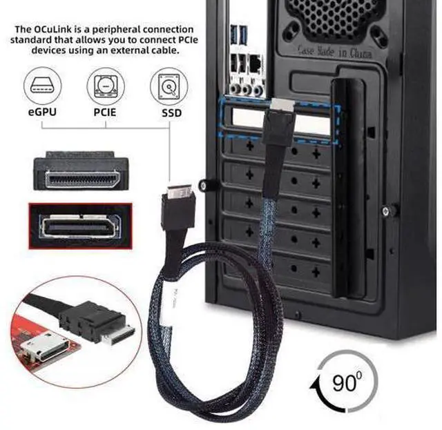 Alt view image 3 of 7 - Vszerda OCuLink PCIe 4.0 PCI-Express SFF-8611 4i to OCuLink SFF-8611 Data Active Cable for eGPU SSD External Graphics Card 50cm