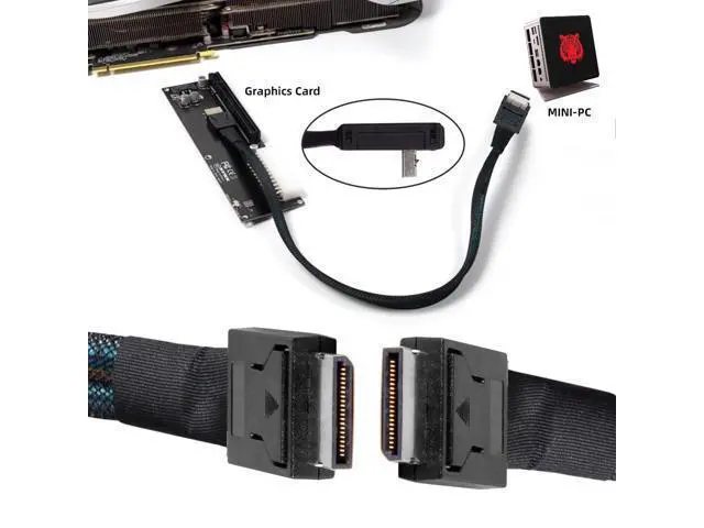 Alt view image 6 of 7 - Vszerda OCuLink PCIe 4.0 PCI-Express SFF-8611 4i to OCuLink SFF-8611 Data Active Cable for eGPU SSD External Graphics Card 50cm
