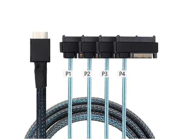 Alt view image 4 of 4 - Vszerda OCuLink PCIe SFF-8611 4I to 4X SFF8482 SAS 29P with SATA 15P Power Adapter Cable 100CMN