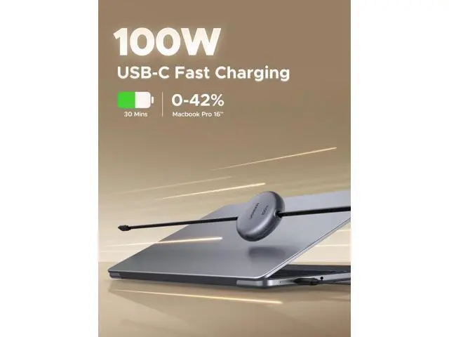 Alt view image 2 of 7 - UGREEN 100W Nexode Retractable USB C Cable, Type C Cord USB C Charger Cable for iPhone 17/16/15, MacBook Pro/Air, Galaxy S25/S24/S23, iPad Pro/Air, Pixel 10/9, Switch, AirPods, Black, 3.3FT