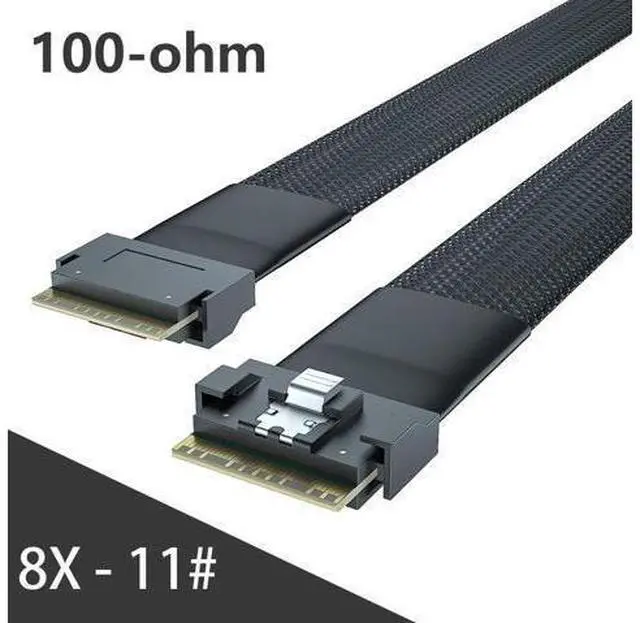 Alt view image 2 of 3 - Vszerda 24G Internal SlimSAS SFF-8654 to SFF-8654 8i SAS 4.0 Cable for High-Density Servers & NVMe Storage, 100-ohm, 0.75~0.8m(2.46~2.62ft)