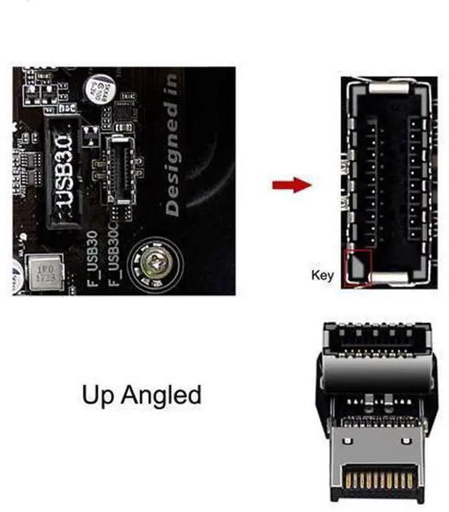 Alt view image 5 of 7 - Vszerda 2pcs USB 3.1 Front Panel Header Male to Female Type-E Motherboard Extension Data Adapter