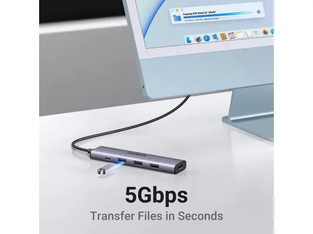 Alt view image 4 of 7 - UGREEN USB C Hub 5 in 1 Multiport Adapter Revodok 105 4K HDMI, 100W Power Delivery, 3 USB-A Data Ports, USB C Dongle for MacBook Pro/Air, iPad Pro, iMac, iPhone 16 Pro/Pro Max, XPS, Thinkpad