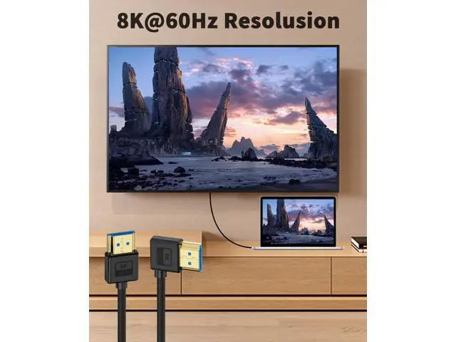 Alt view image 4 of 7 - Vszerda 8K Short HDMI to HDMI Cable 1ft, Ultra Thin Slim Flexible Silicone 90 Degree Right Angle HDMI 2.1 Cable 48Gbps 8K@60Hz Compatible for TV/HDTV/PS5/PC/Monitor
