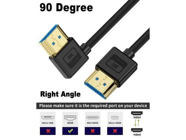Alt view image 5 of 7 - Vszerda 8K Short HDMI to HDMI Cable 1ft, Ultra Thin Slim Flexible Silicone 90 Degree Right Angle HDMI 2.1 Cable 48Gbps 8K@60Hz Compatible for TV/HDTV/PS5/PC/Monitor