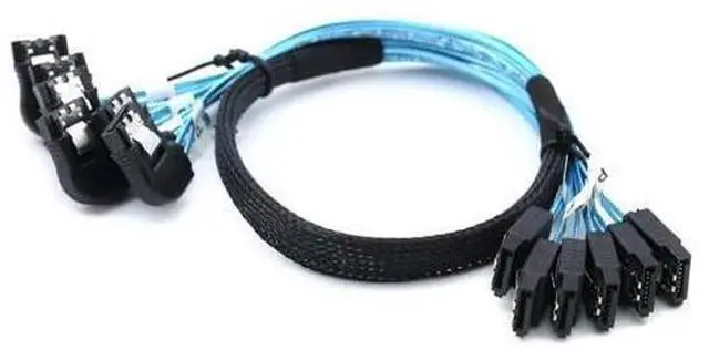 Main image of Vszerda SAS4.0 6 SATA to 6 SATA 7Pin Female Right Angle SSD Solid State Drive Data Cable 100CM