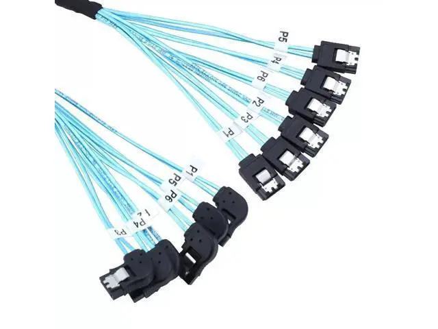 Alt view image 2 of 5 - Vszerda SAS4.0 6 SATA to 6 SATA 7Pin Female Right Angle SSD Solid State Drive Data Cable 100CM