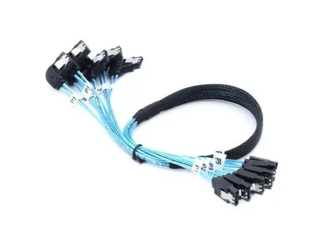 Alt view image 4 of 5 - Vszerda SAS4.0 6 SATA to 6 SATA 7Pin Female Right Angle SSD Solid State Drive Data Cable 100CM