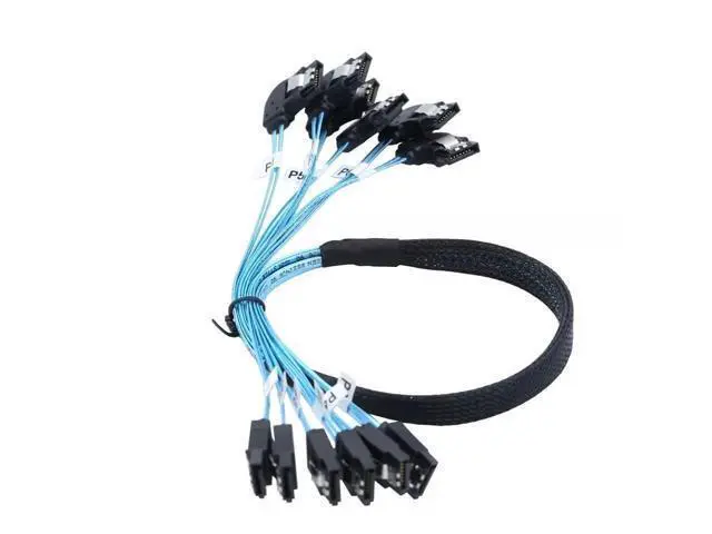 Alt view image 5 of 5 - Vszerda SAS4.0 6 SATA to 6 SATA 7Pin Female Right Angle SSD Solid State Drive Data Cable 100CM