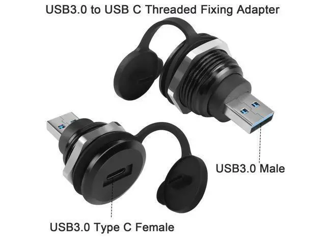 Alt view image 2 of 14 - Vszerda USB C Adapter - USB 3.0 Male to USB C Female Circular Connector - 5Gbps Data Transfer, Water/Dust Proof, Mount Socket