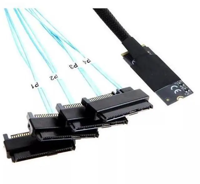Main image of Vszerda M.2 Mkey SFF-8643 Contact to 4-Port SAS SFF-8482 Server Conversion Cable 50CM