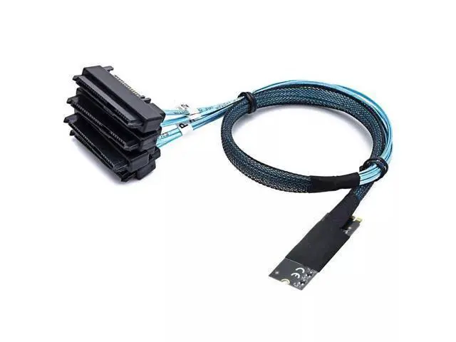 Alt view image 2 of 4 - Vszerda M.2 Mkey SFF-8643 Contact to 4-Port SAS SFF-8482 Server Conversion Cable 50CM