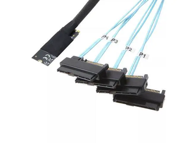 Alt view image 3 of 4 - Vszerda M.2 Mkey SFF-8643 Contact to 4-Port SAS SFF-8482 Server Conversion Cable 50CM