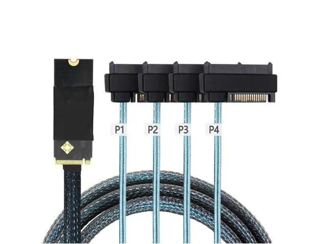 Alt view image 4 of 4 - Vszerda M.2 Mkey SFF-8643 Contact to 4-Port SAS SFF-8482 Server Conversion Cable 50CM