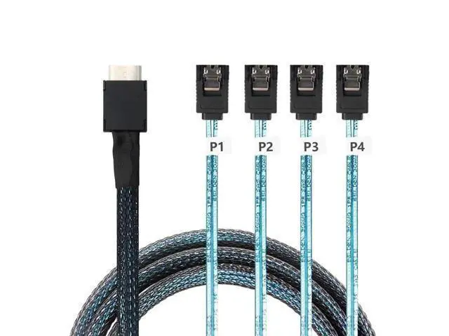 Alt view image 4 of 4 - Vszerda Oculink PCI-Express SAS SFF-86114i to 4X SATA Server High-Speed Conversion Cable 100CM