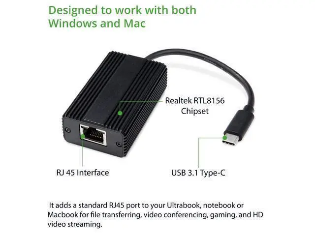 Alt view image 2 of 4 - Vszerda USB-C Type C 3.1 2.5 Gigabit Ethernet Adapter LAN RJ-45 10/100/1000/2500 (SD-ADA24064)