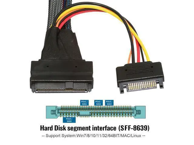 Alt view image 4 of 7 - Vszerda SFF-8611 Oculink Host to U.2 U.3 SFF-8639 NVME PCIe PCI-Express SSD Cable for Mainboard SSD
