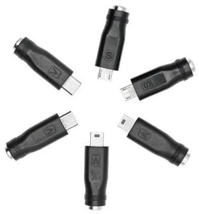 Main image of Vszerda 6Pcs DC 5.5mm x 2.1mm to USB Adapter, 5V DC 5521 Female to Type C & Micro & Mini USB Male Plug Convert Connector Power (Mixed)