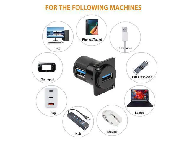 Alt view image 4 of 7 - Vszerda USB 3.0 Panel-Mount Connector Socket Female to Female 90 Degree Right Angle Coupler High-Speed 5Gbps Data Transmission D-Type Extension Interface Adapter