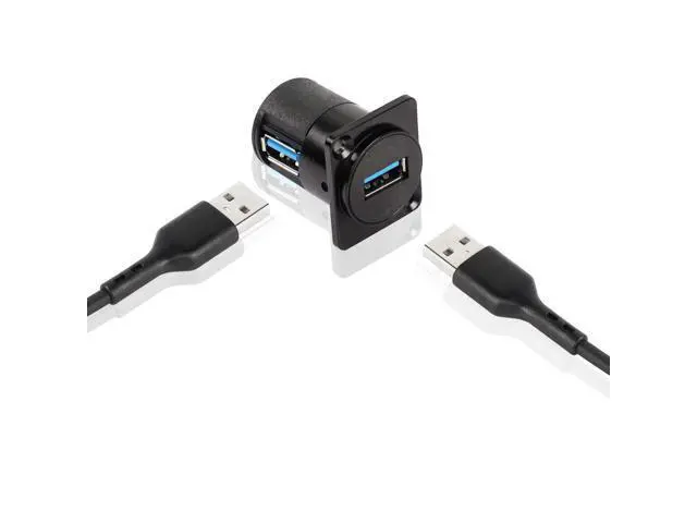 Alt view image 3 of 7 - Vszerda USB 3.0 Panel-Mount Connector Socket Female to Female 90 Degree Right Angle Coupler High-Speed 5Gbps Data Transmission D-Type Extension Interface Adapter