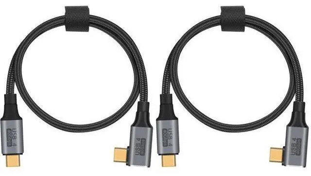 Main image of Vszerda 1.5ft USB C to USB C Cable, Right Angle 90 Degree Type C Charger Cord, 8K@60Hz 100W PD 40Gbps Data Transfer Braided Type C Charging Cable for Galaxy S23, iPhone 15, MacBook (Pack of 2)