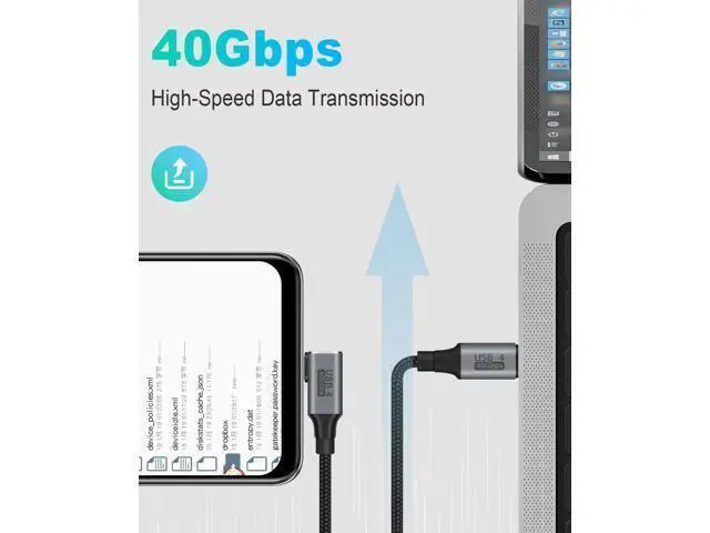 Alt view image 2 of 7 - Vszerda 1.5ft USB C to USB C Cable, Right Angle 90 Degree Type C Charger Cord, 8K@60Hz 100W PD 40Gbps Data Transfer Braided Type C Charging Cable for Galaxy S23, iPhone 15, MacBook (Pack of 2)