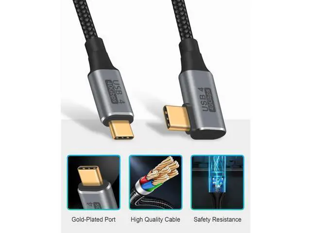Alt view image 6 of 7 - Vszerda 1.5ft USB C to USB C Cable, Right Angle 90 Degree Type C Charger Cord, 8K@60Hz 100W PD 40Gbps Data Transfer Braided Type C Charging Cable for Galaxy S23, iPhone 15, MacBook (Pack of 2)