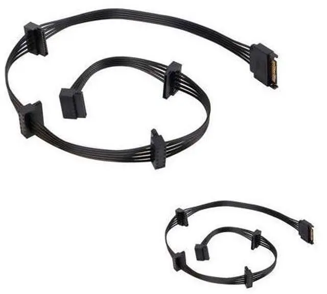 Main image of Vszerda 2-Pack 15Pin SATA to 5 SATA Power Extension Cables Splitter for HDD/SSD - 21 Inches