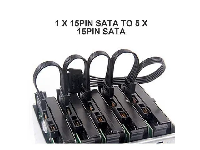 Alt view image 5 of 7 - Vszerda 2-Pack 15Pin SATA to 5 SATA Power Extension Cables Splitter for HDD/SSD - 21 Inches