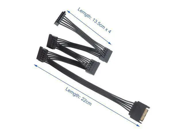 Alt view image 6 of 7 - Vszerda 2-Pack 15Pin SATA to 5 SATA Power Extension Cables Splitter for HDD/SSD - 21 Inches