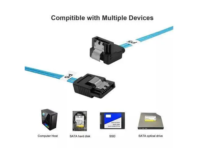 Alt view image 5 of 5 - Vszerda 6 Ports SATA 7P to 6 Ports SATA 90 Degree Right Angle Cable 100CM