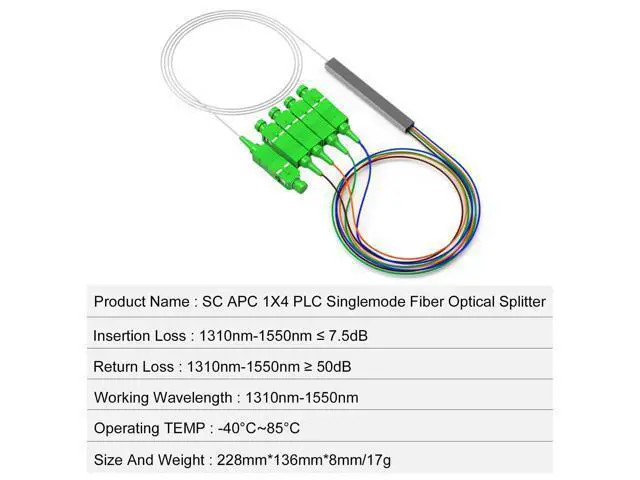 Alt view image 7 of 7 - Vszerda SC Fiber Optic Splitter, 0.9mm G657A1 SC 1x4 PLC Fiber Optic Splitter Singlemode Support for Home Wiring, Engineering Project, Fiber LAN, 3.3ft/1m