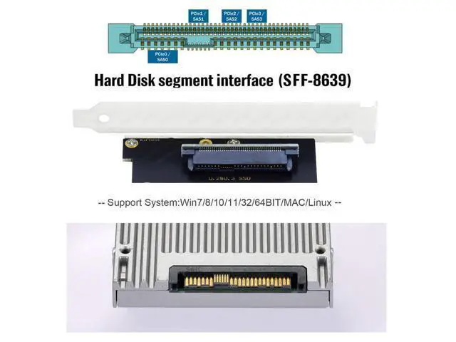 Alt view image 5 of 7 - Vszerda PCI-E 4.0 x1 Lane PCI Express Host to U.3 U3 Kit SFF-8639 SSD Adapter for Motherboard Compatible with PM1735 NVMe PCIe SSD