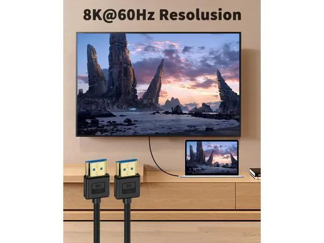 Alt view image 3 of 7 - Vszerda Ultra Thin Short HDMI 2.1 Cable 1ft, Flexible Slim Soft Silicone 8K HDMI Male to Male Cable, 48Gbps, 8K@60Hz Compatible for PS5, Monitor, PC and More