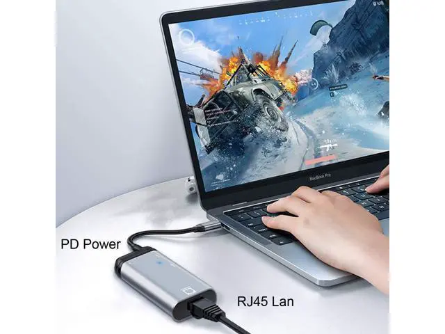 Alt view image 6 of 7 - Vszerda USB-C Type-C USB3.1 to 1000Mbps Gigabit Ethernet Network LAN Adapter with Female PD Power Port