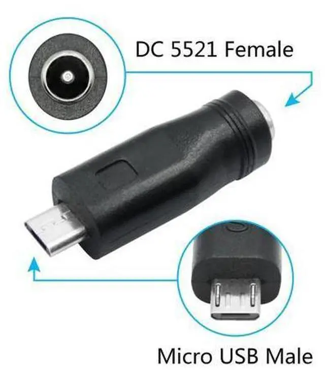 Alt view image 2 of 12 - Vszerda DC 5.5mm x 2.1mm to Micro USB Adapter, 5V DC 5521 Female to Micro USB Male Plug Convert Connector Power (4Pcs)