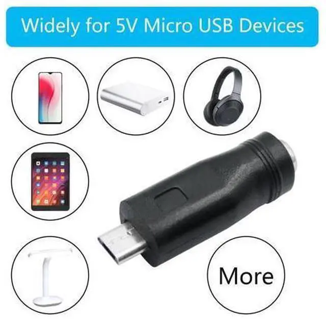 Alt view image 5 of 12 - Vszerda DC 5.5mm x 2.1mm to Micro USB Adapter, 5V DC 5521 Female to Micro USB Male Plug Convert Connector Power (4Pcs)