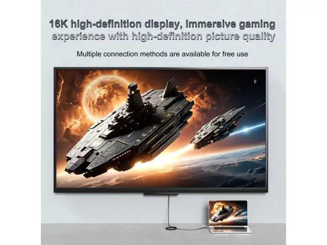 Alt view image 3 of 7 - Vszerda 16K HDMI Cable, 96Gbps Ultra High Speed HDMI2.2 Cable 16K@30Hz 10K120Hz 8K@60Hz 4K@240Hz Cord, HDCP 2.3 & HDR10 eARC for Compatible with PS5/Xbox/Roku TV/Gaming PC/Blu-ra (HDMI2.2 16K 1M)