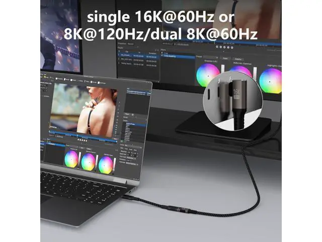 Alt view image 5 of 7 - usbc extension cable right angle short 2FT Compatible with Thunderbolt 5/4/3 extender 80Gbps Data Transfer,usbc female to male Cable,8K@120Hz/16K@60Hz Display,90° USB Type C 240W PD3.1 Fast Charging.