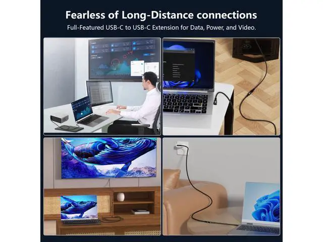 Alt view image 7 of 7 - usbc extension cable right angle short 2FT Compatible with Thunderbolt 5/4/3 extender 80Gbps Data Transfer,usbc female to male Cable,8K@120Hz/16K@60Hz Display,90° USB Type C 240W PD3.1 Fast Charging.