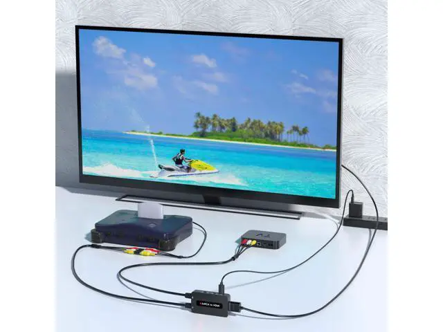 Alt view image 6 of 7 - Vszerda Dual RCA to HDMI Converter Support 4 : 3/16 : 9 Aspect Ratio Switch, 2 Port Composite AV to HDMI Converter for Connecting Two RCA Devices to One HDTV to Avoid Frequent Plugging/Unplugging