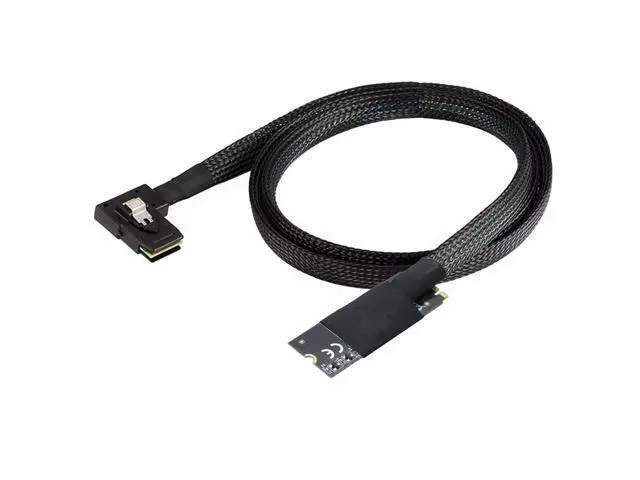Main image of Vszerda M.2(M-Key NVMe 2260 Size) to SAS SFF-8087 Left Bend Converter Cable for Server 100CM