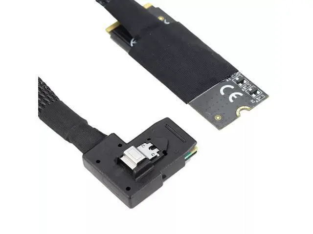 Alt view image 2 of 5 - Vszerda M.2(M-Key NVMe 2260 Size) to SAS SFF-8087 Left Bend Converter Cable for Server 100CM