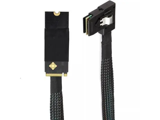 Alt view image 4 of 5 - Vszerda M.2(M-Key NVMe 2260 Size) to SAS SFF-8087 Left Bend Converter Cable for Server 100CM