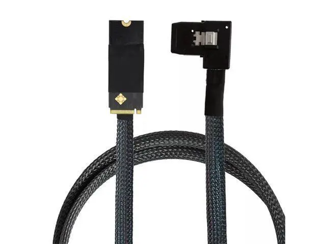 Alt view image 5 of 5 - Vszerda M.2(M-Key NVMe 2260 Size) to SAS SFF-8087 Left Bend Converter Cable for Server 100CM