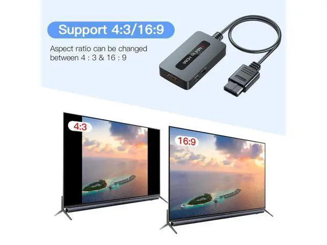 Alt view image 4 of 7 - Vszerda N64 to HDMI Converter, Supports 4 : 3/16 : 9 Ratio Switch, HDMI Cable for N64, Nintendo64 to HDMI Converter Cable Compatible with Nintendo 64/ Super SNES/NGC