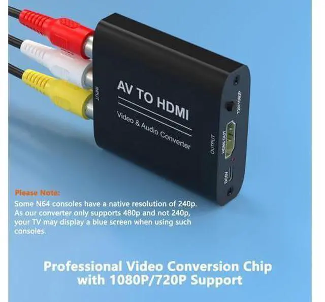 Alt view image 5 of 7 - Vszerda RCA to HDMI Converter, AV to HDMI Converter, 1080P RCA Composite CVBS Audio Video Adapter Supports PAL/NTSC, Red White Yellow to HDTV Adapter Compatible for TV/PC/Wii/PS2/ PS3/VCR/DVD Players