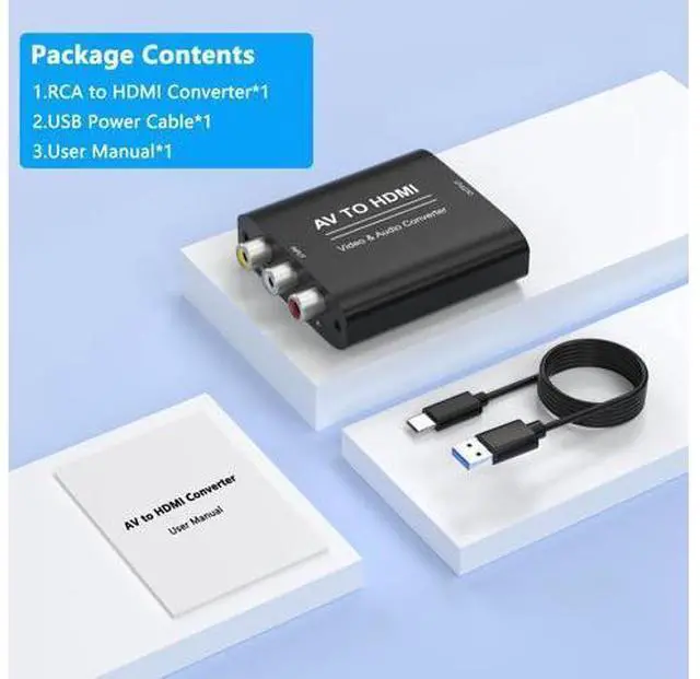 Alt view image 7 of 7 - Vszerda RCA to HDMI Converter, AV to HDMI Converter, 1080P RCA Composite CVBS Audio Video Adapter Supports PAL/NTSC, Red White Yellow to HDTV Adapter Compatible for TV/PC/Wii/PS2/ PS3/VCR/DVD Players