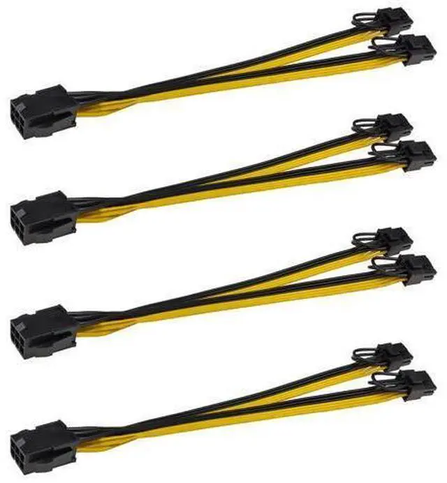 Main image of Vszerda 4-Pack PCIE 6 Pin Female to Dual PCIE 8 Pin (6+2) Male Power Supply Extension Cable