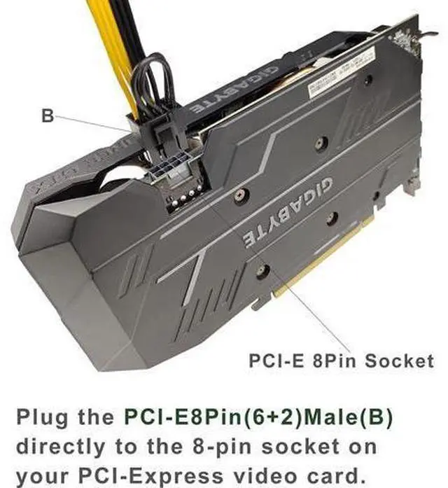 Alt view image 5 of 7 - Vszerda 4-Pack PCIE 6 Pin Female to Dual PCIE 8 Pin (6+2) Male Power Supply Extension Cable